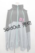 LISTEN FLAVOR / 初音ミクジャージパーカー F 黒Ｘ青 I-26-02-28-037-PU-TO-SA-ZI