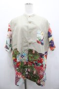 Karl Helmut / 和柄パッチワーク半袖シャツ M ベージュＸカラフル I-26-02-28-038-EL-BL-SA-ZI