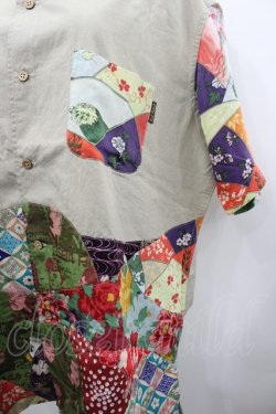 画像3: Karl Helmut / 和柄パッチワーク半袖シャツ M ベージュＸカラフル I-26-02-28-038-EL-BL-SA-ZI