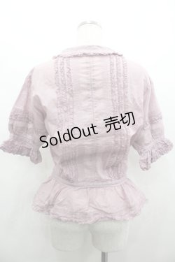 画像2: PINK HOUSE / ピンタックフリル半袖ブラウス  ピンク I-26-02-28-039-LO-BL-SA-ZI