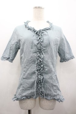 画像1: PINK HOUSE / フリル半袖ブラウス  サックス I-26-02-28-040-LO-BL-SA-ZI