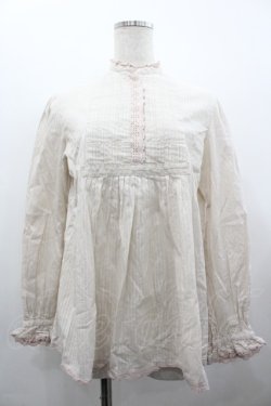 画像1: PINK HOUSE / ストライプピンタックハイネック長袖ブラウス  ピンク I-26-02-28-043-LO-BL-SA-ZI