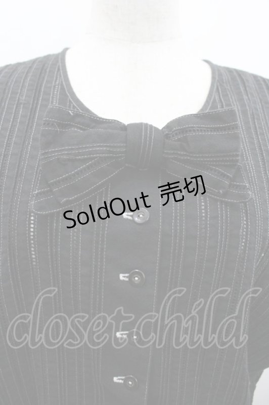 画像3: PINK HOUSE / 梯子レースストライプブラウス  黒 I-26-02-28-046-LO-BL-SA-ZI (3)