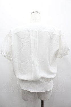 画像2: INGEBORG / ピンタックリボンタイ半袖ブラウス  白Ｘ黒 I-26-02-28-047-LO-BL-SA-ZI