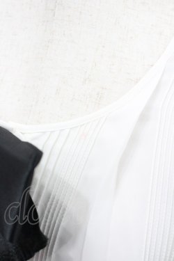 画像4: INGEBORG / ピンタックリボンタイ半袖ブラウス  白Ｘ黒 I-26-02-28-047-LO-BL-SA-ZI