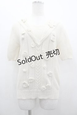 画像1: PINK HOUSE / カメリアモチーフニットセーラー襟トップス  生成り I-26-02-28-048-LO-TO-SA-ZI