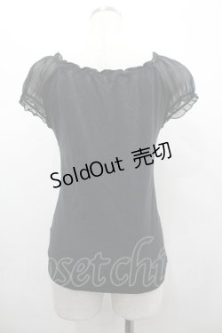 画像2: L`EST ROSE / フロントレースリボン半袖トップス  黒 I-26-02-28-050-0-TO-SA-ZI