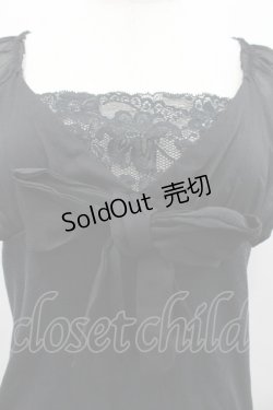 画像3: L`EST ROSE / フロントレースリボン半袖トップス  黒 I-26-02-28-050-0-TO-SA-ZI