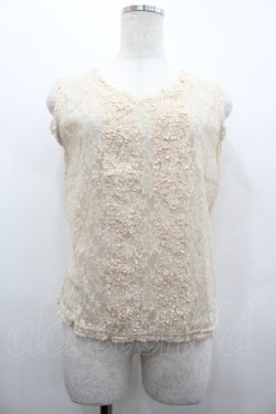 画像1: INGEBORG / レースノースリーブトップス M ベージュ I-26-02-28-054-LO-TO-SA-ZI