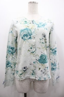 画像1: PINK HOUSE / 薔薇プリントカットカーディガン  サックス I-26-02-28-056-LO-TO-SA-ZI