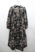 axes femme / ゴブラン柄コート  黒 I-26-02-28-062-AX-CO-SA-ZI