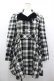 画像1: Ank Rouge / ベロア襟チェックコート M 黒×白 I-26-02-28-063-CA-CO-TE-ZI (1)