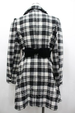 画像2: Ank Rouge / ベロア襟チェックコート M 黒×白 I-26-02-28-063-CA-CO-TE-ZI