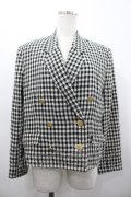 INGEBORG / チェックダブルボタンジャケット  黒Ｘ白 I-26-02-28-071-LO-JA-SA-ZI