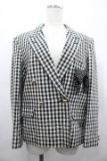 PINK HOUSE / チェック&ドットリボンジャケット  白Ｘ黒チェック I-26-02-28-072-LO-JA-SA-ZI