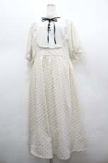 画像1: m petit by misako / 梨地水玉切り替えワンピース 4L 中白 I-26-02-28-076-LO-OP-SA-ZI (1)