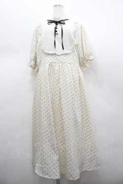 画像1: m petit by misako / 梨地水玉切り替えワンピース 4L 中白 I-26-02-28-076-LO-OP-SA-ZI