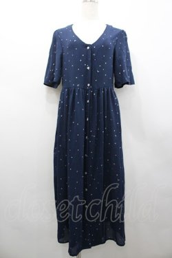 画像1: Ank Rouge / スター総柄シフォン半袖ワンピース  ネイビーＸシルバー I-26-02-28-081-CA-OP-SA-ZI