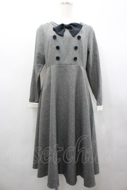 画像1: an another angelus / クレリックダブルカラータイ付きワンピース  グレー I-26-02-28-085-CA-OP-SA-ZI