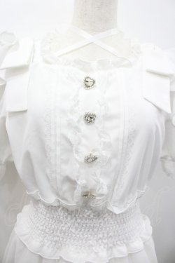 画像3: NOEMIE / ハートビジューボタン半袖ワンピース  白 I-26-02-28-089-LO-OP-SA-ZI