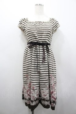 画像1: L`EST ROSE / ボーダーローズ半袖カットワンピース  アイボリーＸブラウン I-26-02-28-095-0-TO-SA-ZI