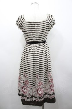 画像2: L`EST ROSE / ボーダーローズ半袖カットワンピース  アイボリーＸブラウン I-26-02-28-095-0-TO-SA-ZI