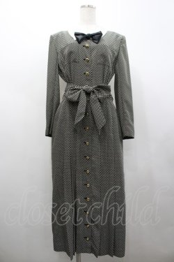 画像1: INGEBORG / ドット長袖ワンピース  黒Ｘアイボリー I-26-02-28-099-LO-OP-SA-ZI