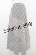 axes femme / チェック切替ロングスカート  ブラウン I-26-02-28-108-AX-SK-SA-ZI