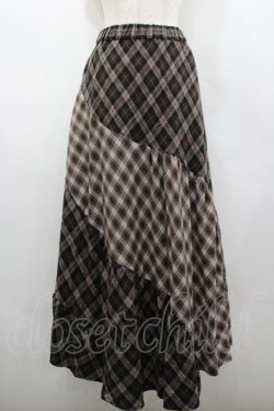 画像1: axes femme / チェック切替ロングスカート  ブラウン I-26-02-28-108-AX-SK-SA-ZI