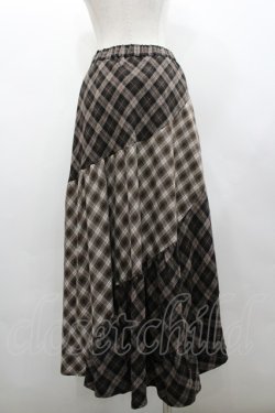 画像2: axes femme / チェック切替ロングスカート  ブラウン I-26-02-28-108-AX-SK-SA-ZI