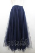 axes femme / ロングチュールスカート M ネイビー I-26-02-28-114-AX-SK-SA-ZI