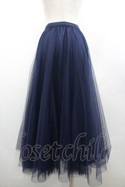 画像2: axes femme / ロングチュールスカート M ネイビー I-26-02-28-114-AX-SK-SA-ZI