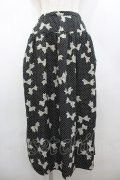 INGEBORG / ドットリボンプリントスカート  黒Ｘ白 I-26-02-28-116-LO-SK-SA-ZI