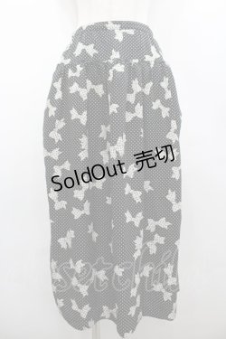画像1: INGEBORG / ドットリボンプリントスカート  黒Ｘ白 I-26-02-28-116-LO-SK-SA-ZI
