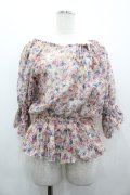 LIZ LISA / ローズブーケ総柄シフォントップス  ピンクＸ青 I-26-02-28-012-LO-TO-SA-ZI