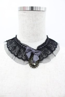 画像1: Chill Outs / リボンストーンレースチョーカー  黒 I-26-02-28-129-LO-AC-SA-ZI