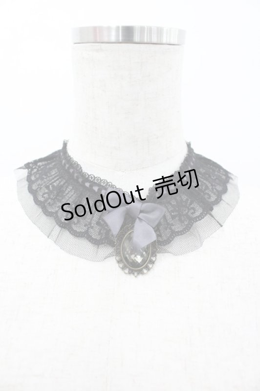 画像1: Chill Outs / リボンストーンレースチョーカー  黒 I-26-02-28-129-LO-AC-SA-ZI (1)