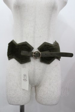 画像1: axes femme / ファー使いバックルベルト  カーキ I-26-02-28-132-AX-ZA-SA-ZI