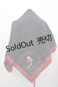 WONDERFUL WORLD / ロゴ&薔薇刺繍大判スカーフ  ブラック×レッド I-26-02-28-133-LO-ZA-SA-ZI