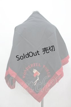 画像1: WONDERFUL WORLD / ロゴ&薔薇刺繍大判スカーフ  ブラック×レッド I-26-02-28-133-LO-ZA-SA-ZI