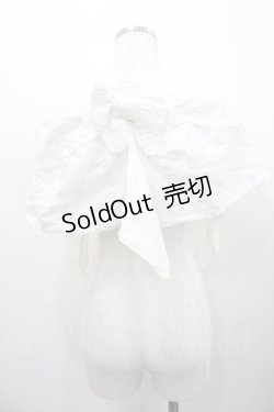 画像1: PINK HOUSE / ピコフリルリボンミニケープ風ストール  白 I-26-02-28-134-LO-ZA-SA-ZI