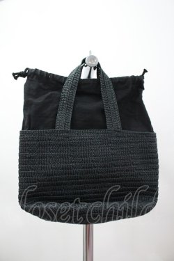 画像2: PINK HOUSE / 麦わらミニバッグ  黒 I-26-02-28-159-LO-BG-SA-ZI