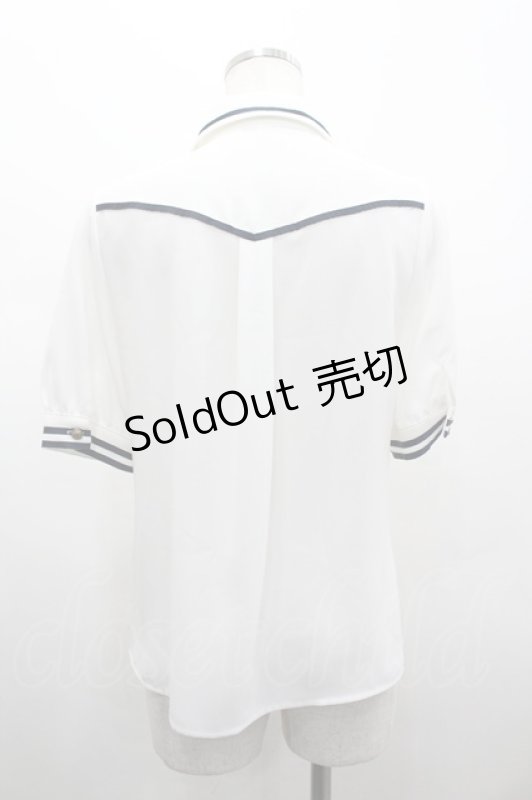 画像2: Amavel / Emblemクロスタイブラウス  白 I-26-02-28-002-CA-BL-SA-ZI (2)