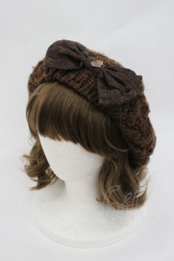 画像1: LIZ LISA / リボンニットベレー帽  ブラウン I-26-02-28-166-LO-AC-TE-ZI