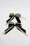 画像1: Angelic Pretty / レースハートチャームベルリボンクリップSet  黒Ｘゴールド I-26-02-28-172-AP-AC-SA-ZI (1)
