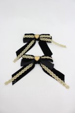 画像1: Angelic Pretty / レースハートチャームベルリボンクリップSet  黒Ｘゴールド I-26-02-28-172-AP-AC-SA-ZI (1)