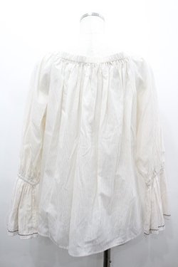 画像2: axes femme / 刺繍使いボリューム袖ブラウス  アイボリーＸ白 I-26-02-28-018-AX-BL-SA-ZI