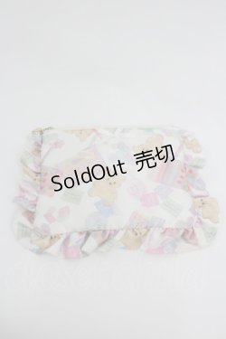 画像1: Nile Perch / BEARお菓子プリントポーチ  白Ｘカラフル I-26-02-28-205-LO-ZA-SA-ZI