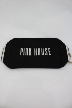 画像1: PINK HOUSE / ロゴポーチ  黒Ｘ白 I-26-02-28-206-LO-ZA-SA-ZI