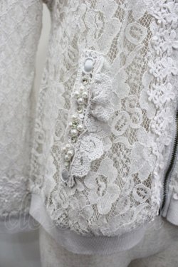 画像3: axes femme / はしごリボン&レースブルゾン  グレー I-26-02-28-023-AX-TO-SA-ZI